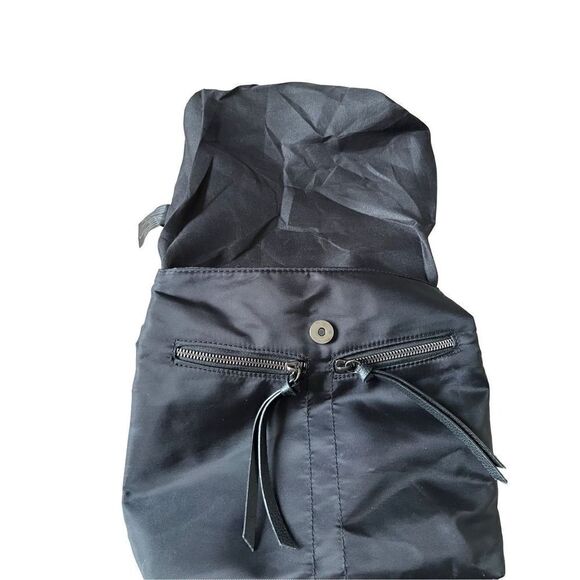 Botkier Small Black Nylon & Pebbled Leather Backpack Logo Straps - Picture 13 of 15